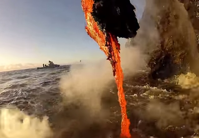 Close Footage Of Lava Entering The Ocean Video Boomsbeat 8786