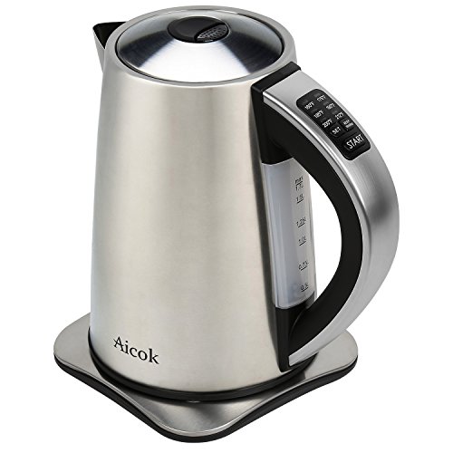 Video Review Aicok Stainless Steel Cordless Electric Water Kettle With 6 Preset Temperature 8273