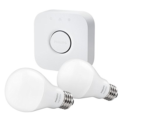 (VIDEO Review) Philips Hue White A19 Starter Kit with two A19 LED light bulbs and bridge (hub ...