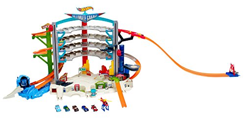 hot wheels ultimate garage playset with attack shark spiral ramp electronic sounds raceway