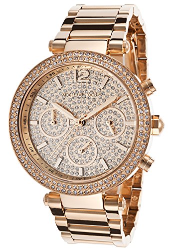 michael kors parker rose glitz chronograph ladies watch