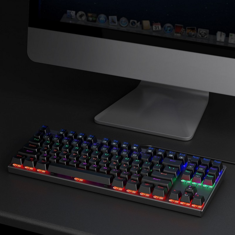 AUKEY Mechanical Keyboard with Blue Switches, LED-Backlit 87-Key Gaming Keyboard