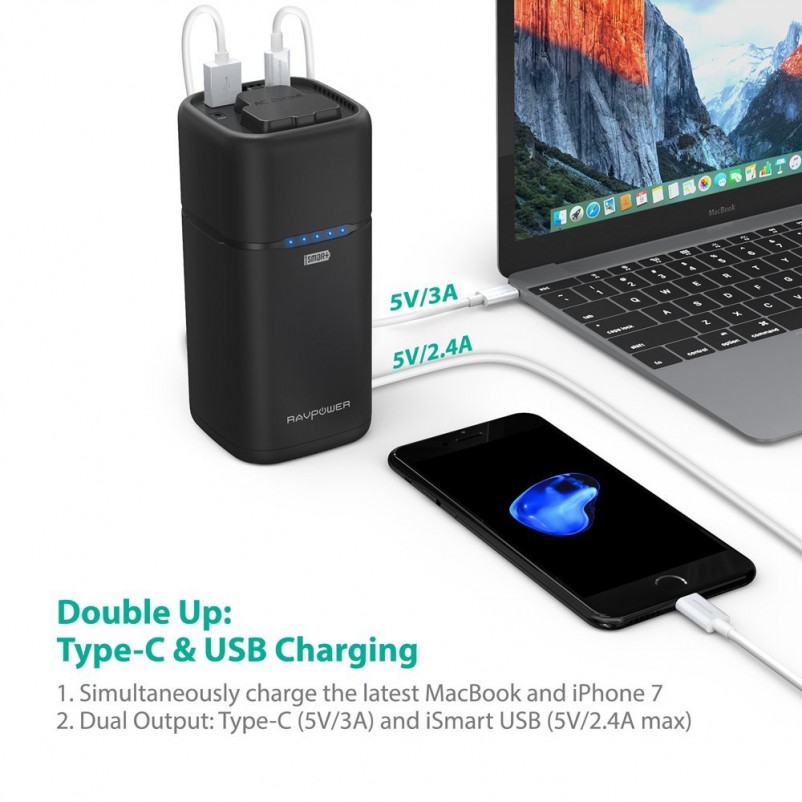 (VIDEO Review) AC Outlet Portable Charger RAVPower 20100mAh 65W(Max.) Built-in 2-Prong AC Plug Universal Power Bank