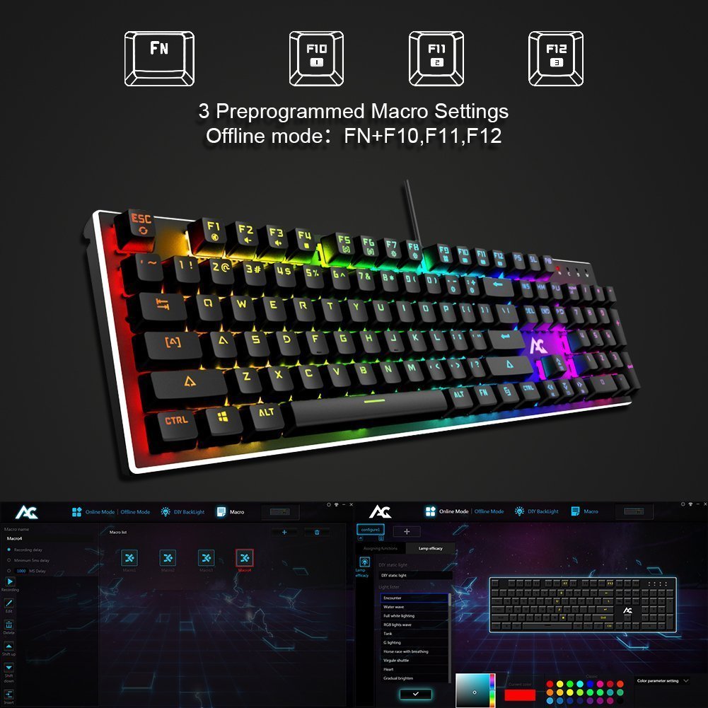  video review rgb mechanical keyboard acgam fully programmable blue