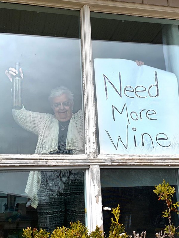 Old lady asks for wine Old lady asks for wine